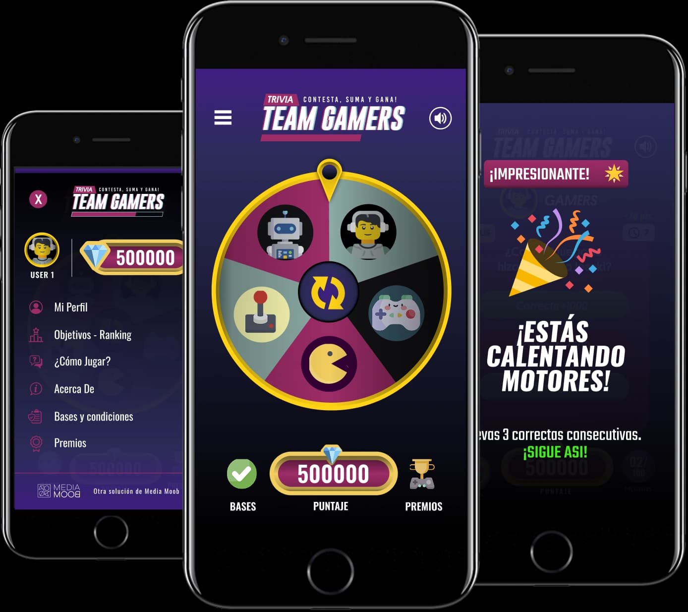 Mockups de trivias en teléfonos